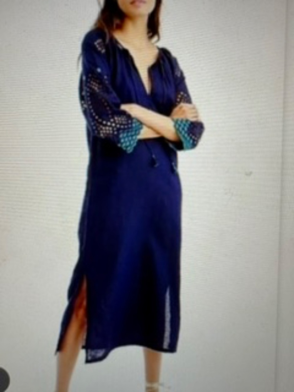 BEAUTIFUL Embroidered Linen-Blend J. Crew Cover-Up or Caftan, NEW WITH TAGS!